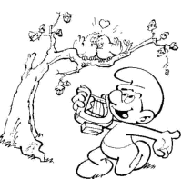 A coloring page of the smurfs